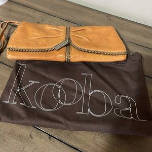 Kooba Brown Leather Clutch  Bag with Brass Hardware in Used Condition